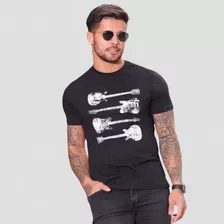 Camiseta Masculina Guitarra 100% Algodão Premium