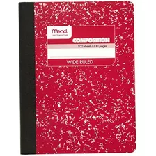 Mead Composition Book/notebook, Wide Ruled Paper, 100 Color Rojo