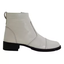 Bota Coturno Feminino Couro Salto Baixo Cano Curto Conforto