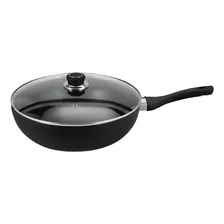 Wok Antiadherente Hudson Aluminio 28 Cm Color Negro