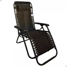 Cadeira Espreguiçadeira Dobrável Gravidade Zero Em Tecido Cor Preto/marrom