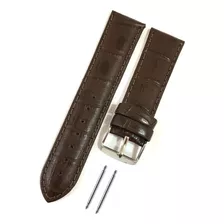 Pulseira De Couro Para Relógio Marrom Estilo Croco 74mr Cor Marrom-escuro Largura 26 Mm