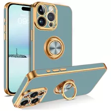 Funda Para iPhone 15 Pro Max Ring 360° Gris Dorado