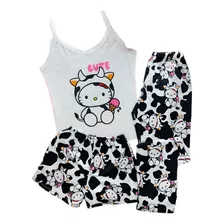 Pijama De Hello Kitty 3 Piezas Short Pantalón Blusa Y Costal