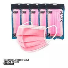 Mascarillas Desechable 3 Pliegues Rosadas.50 Unidades Caja 