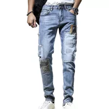 Los Nuevos Jeans Con Agujeros De Parche Para Hombre Con Cien