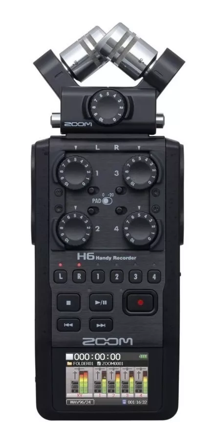 Gravador Digital Zoom H6 Black Finish 6-track Portátil Zoom.