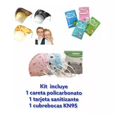 Kit Protección Careta+cubrebocas+tarjeta Sanitizant Infantil