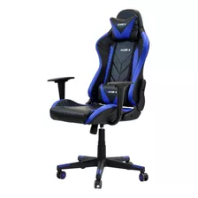 Cadeira Gamer E De Escritório Racer X Rush Ergonômica Azul Com Estofado De Couro Sintético