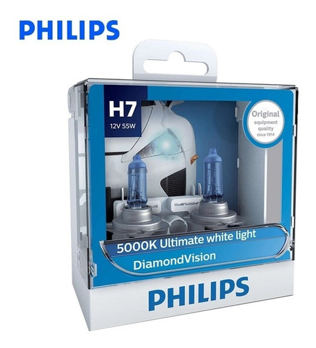 Lâmpadas Philips Diamond Vision H7  5000k Super Branca 55w 