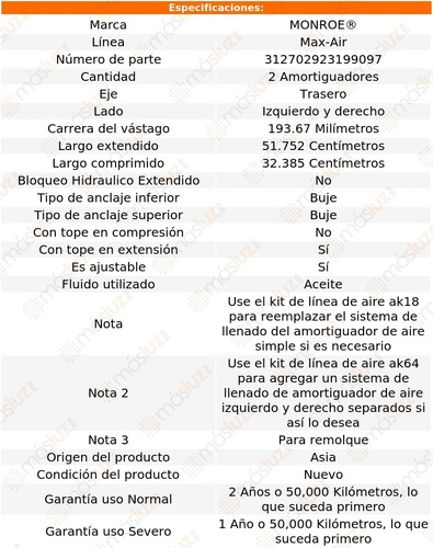 Kit 2 Amortiguadores Neumticos Tra Max-air C132 61/62 Foto 3