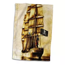 Toalla De Mano 3d Rose Vintage Pirate Ship Con L Y M