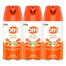 Repelente Off Mosquitos Insectos Familiar Camping 170ml X 3