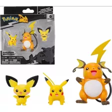 Set De Figuras Pokémon Evolución Pichu, Pikachu, Raichu