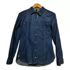 Camisa De Jeans Con Detalles En Cuadrille