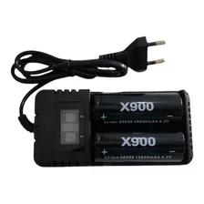 Carregador + 2 Baterias X900 26650 Mah 4.2v 16800mah Digital