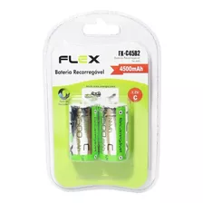 Bat. Recarregável Tipo C Flex 4500mah Grande Lr14 C/2 Un