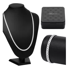 Conjunto Corrente E Pulseira Masculino Cj-91 Aço Inox 316