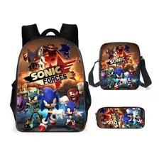 Mochila Sonic Set De 3 Piezas Para Escuela Primaria