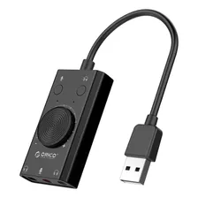 Adaptador Usb Audio Fone Microfone Profissional Orico Sc2 - Cor Preto