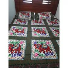 Cubrecama, Colcha, Quilt, 2 Plazas, Verde, Bordado