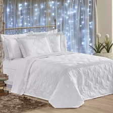 Kit Cobre Leito Super King 7 Peças Royalle Renda Guipir Cama Cor Branco