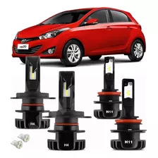 Kit Lampada Super Led Plus Cinoy Hyundai Hb20 2012 2013 2014 2015 Farol Alto Baixo E Milha 12000 Lumens Com Foco