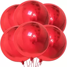 6 Globos De 22 Esfera 4ds Foil Metálicos Color Rojo Navidad