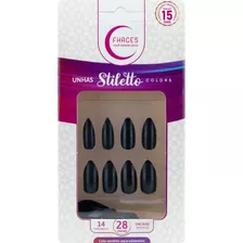 Unhas Postiças Stiletto Colors Universo Black Ue1308 Fhaces