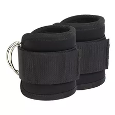 Pack De 2 Tobilleras Para Polea Negra Enganche Gym Glúteos