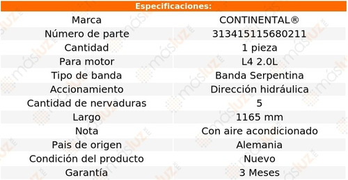 Banda 1165 Mm Acc Probe Ford L4 2.0l 93/94 Continental D/h Foto 8