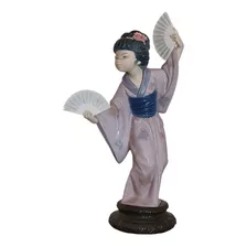 Figura De Porcelana Lladro Geisha Japonesa Con Abanico 4991