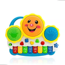 Brinquedo Piano Tambor Musical Infantil Com Sons De Animais 