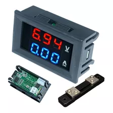 Voltimetro Amperimetro Dc Pantalla Led 0-100v 50a Con Shunt 