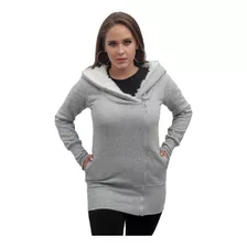 Hoddies Campera Largo Mujer Corderito En Capucha Camperon Abrigado A01