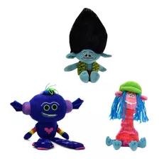 Clarín Colección Trolls, Set 2 De 3 Peluches