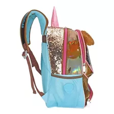 Mochila Primaria Perro Pug Unicornio Lentejuela Wilys Wt384 Color Marrón