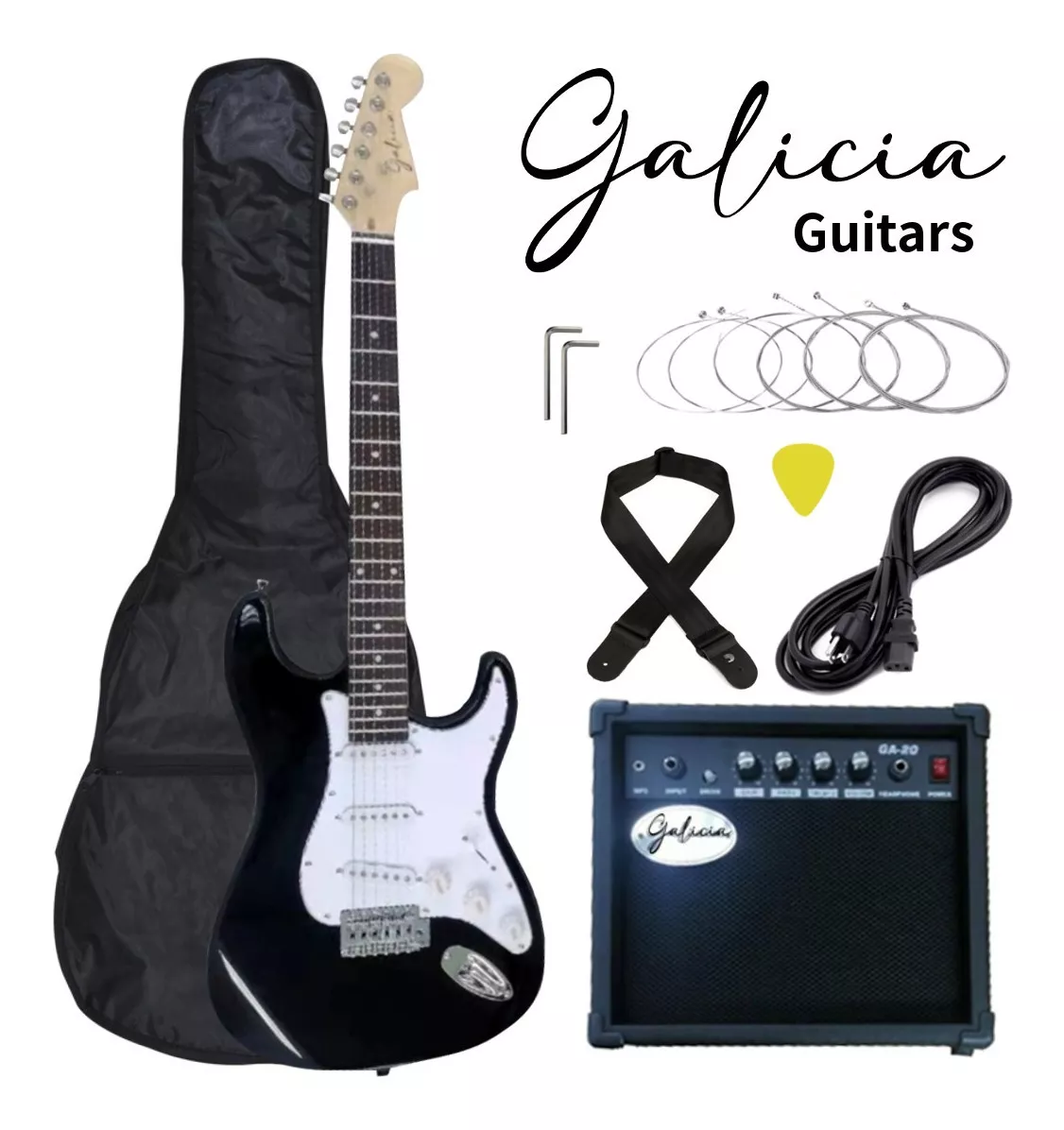 Combos Guitarras Electricas Galicia/negro/amplifi20w/cuerdas