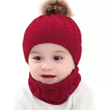 Kit Infantil Bebê Touca Pompom Gorro Cachecol Gola Lã 