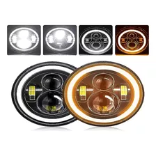 Par 7'' Faro H4 Led Redondo Ojo Ángel Wrangler Jeep Vocho Jk