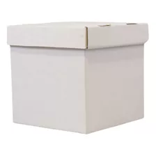 100 Cajas Cuadrada 15cm Con Tapa Cartón Micro Armable Color Blanco