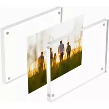 Portarretratos De Cristal/acrílico C/marco Doble De 15x10 Cm