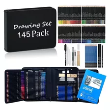 Set De Arte Profesional 145 Lápices Colores Dibujo Kit