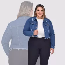 Casaco Jeans Feminino Jaqueta Curta Despojada Curve Size 