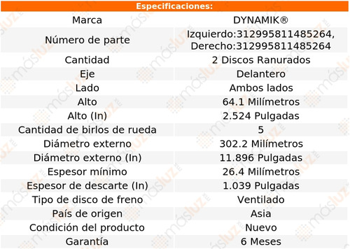 Jgo 2 Discos Ranurados Del Dodge Nitro V6 3.7l 07/11 Dynamik Foto 2