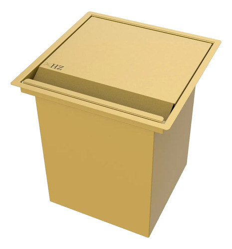 Lixeira Quadrada Embutir Dourado 9,3 L Para Bancada Dourado