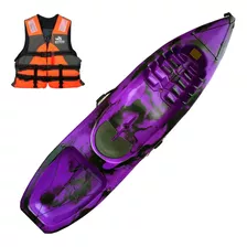 Kayak Pinguim 1 Plz Resistente Estable + Chaleco Aventureros Color Camo Violeta