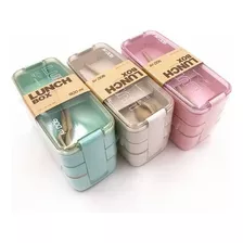 Loncheras Con Toppers Lunch Box Fiambrera 900ml 3 Pisos Color Beige