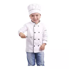 Dólmã Chef De Cozinha Infantil Chapéu Mestre Cuca Branco