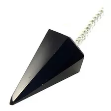 Pêndulo De Pedra Obsidiana Negra P/ Radiestesia Reiki Cura 